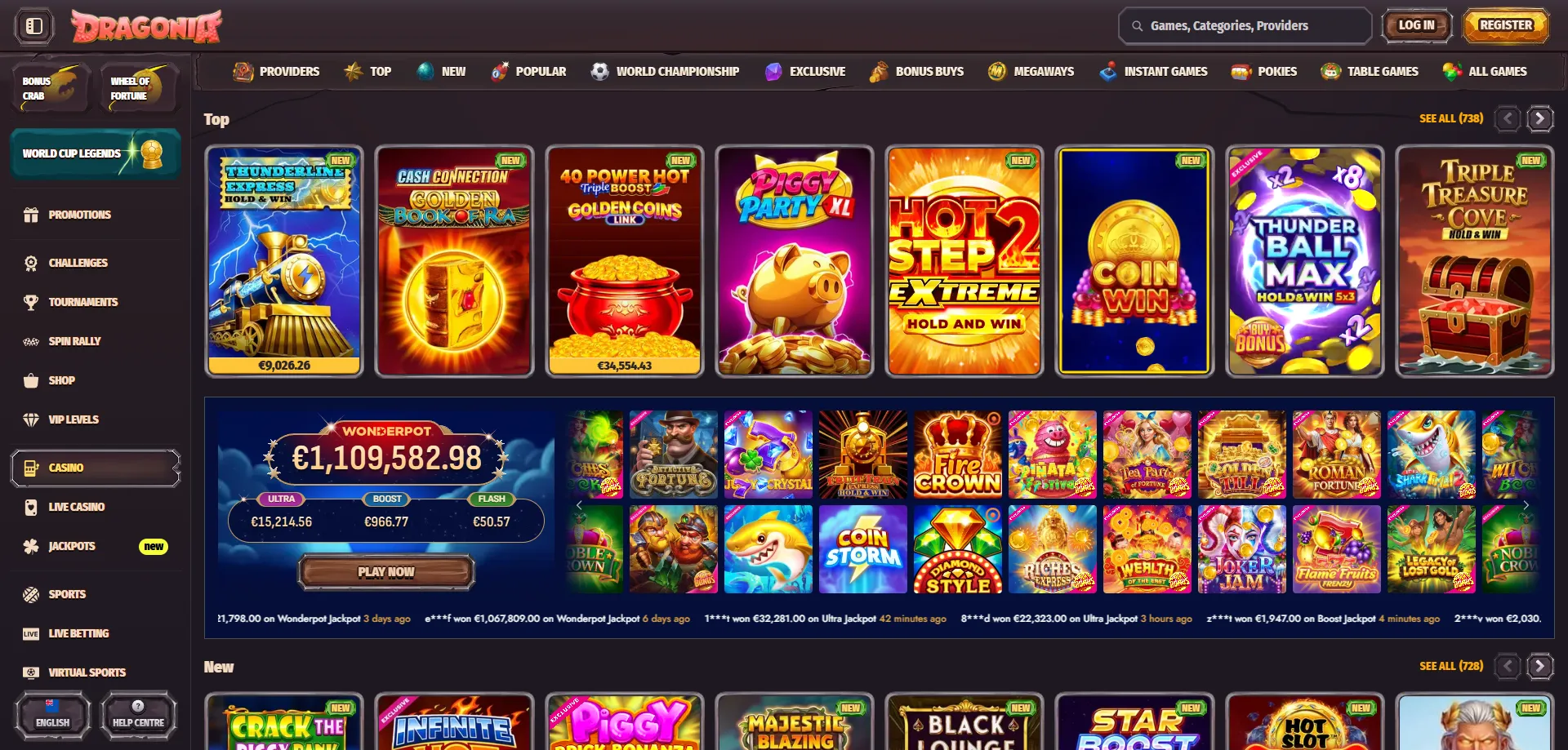 Dragonia Casino online pokies — Gates of Olympus, Sweet Bonanza and more